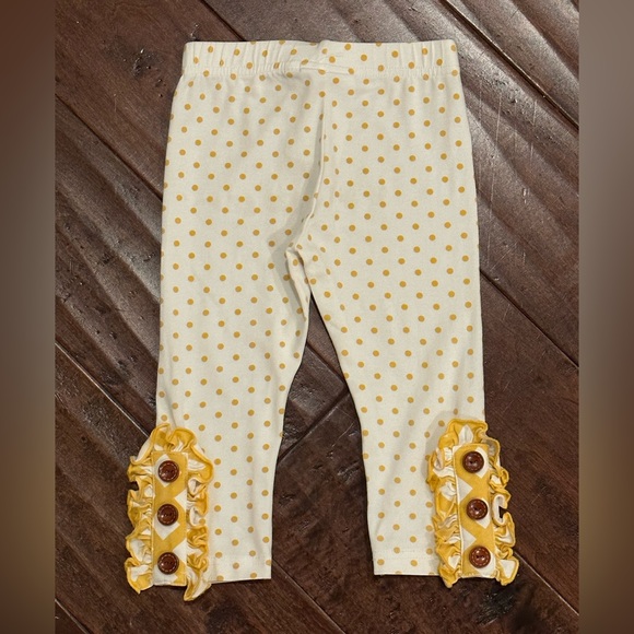 Swoon Baby 12M Baby Yellow Polka Dot Legging Pants Ruffle Button Bottom Detail - Picture 2 of 8